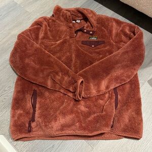 LL Bean Cozy Rust Fleece Pullover